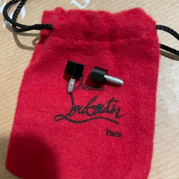 Christian Louboutin Black Strappy Heels with Silver Accents - Picture 6 of 6